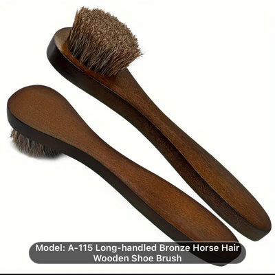 Long Handle Bronze Horse Hair Wooden Brush