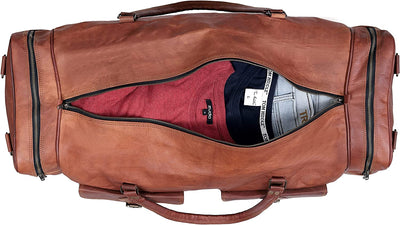 Genuine Leather Weekender Travel Duffle Bag Large Size