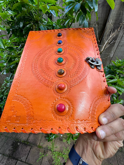 Seven Stone Chakra Leather Journal A4 Size