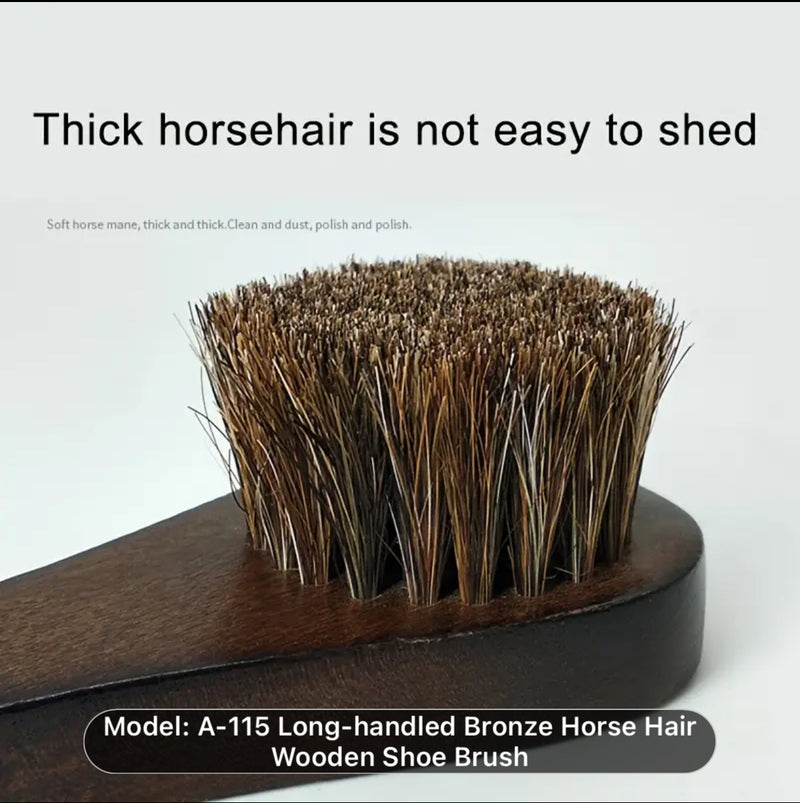 Long Handle Bronze Horse Hair Wooden Brush