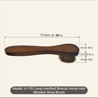 Long Handle Bronze Horse Hair Wooden Brush