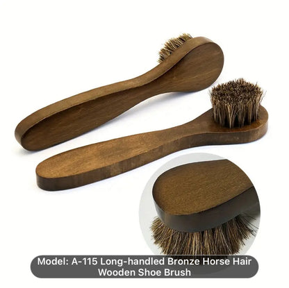 Long Handle Bronze Horse Hair Wooden Brush