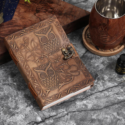 Handmade Leather Owl Embossed Journal