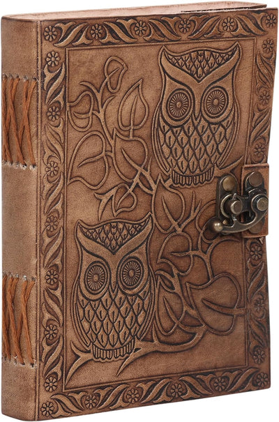 Handmade Leather Owl Embossed Journal