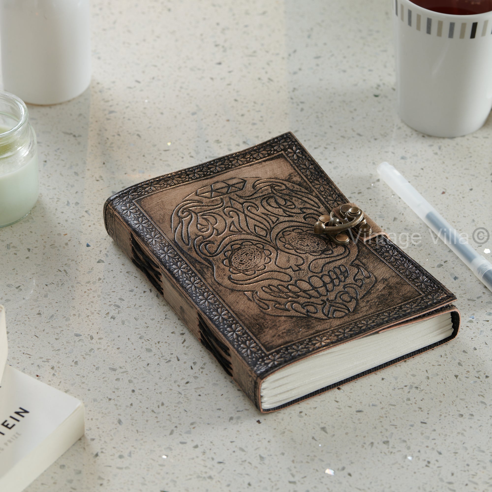 Skull Design Handmade Leather Journal