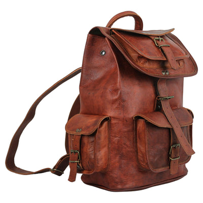 Unisex Leather School Camping Travel Backpack