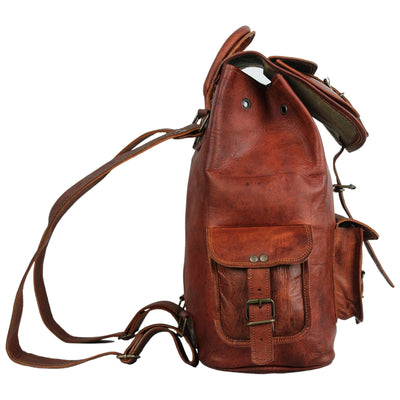 Unisex Leather School Camping Travel Backpack